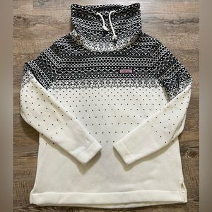 Vineyard vines fairisle funnel neck black and white shep shirt